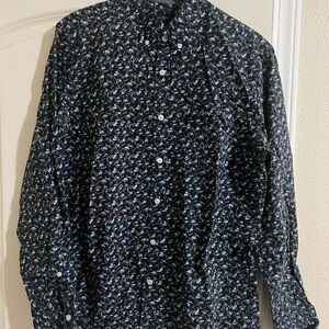 J. Crew Dark Blue Floral Button-Down Shirt